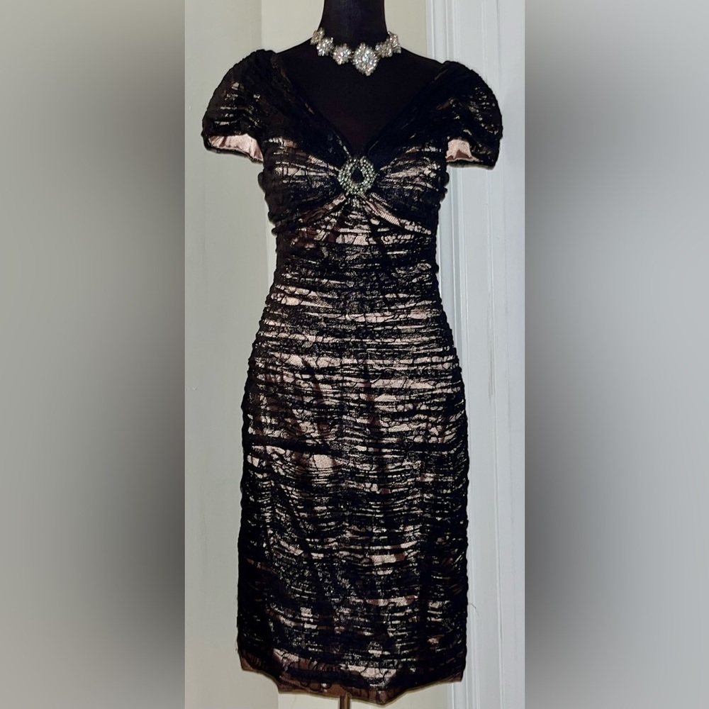 Jovani Black Lace Midi Dress